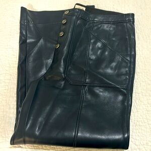 Cinq a Sept faux crop wide leg Navy leather pants
